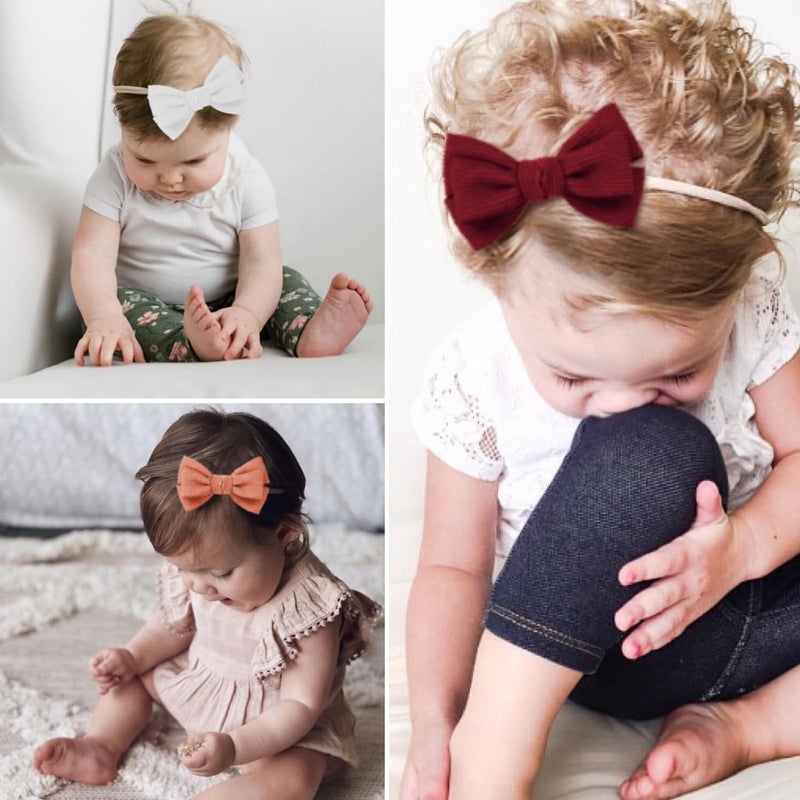 VISBL Baby Girl Headbands and Bows, Newborn Infant Toddler Nylon Elastics Hairbands Hair Accessories - Image 3
